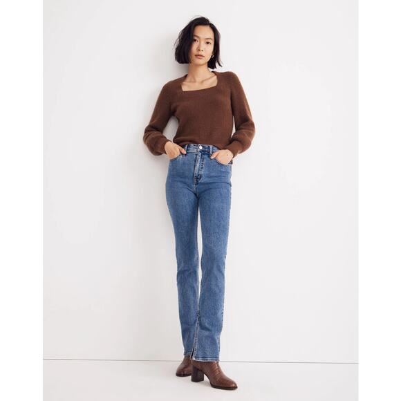 Madewell Melwood Square-Neck Sweater in Coziest Yarn forage Size XXS NWOT - Picture 3 of 10